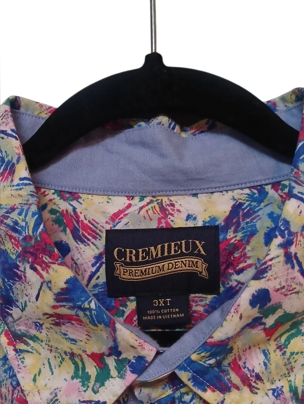 Cremieux- NWOT Premium Denim Abstract Shirt, Short Sleeves,Size 3XT, 100% Cotton